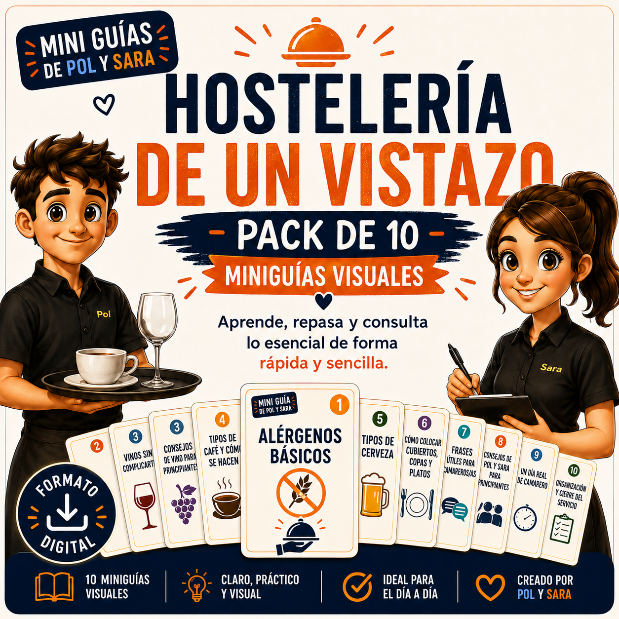 Hostelería de un vistazo: pack de 10 miniguías visuales