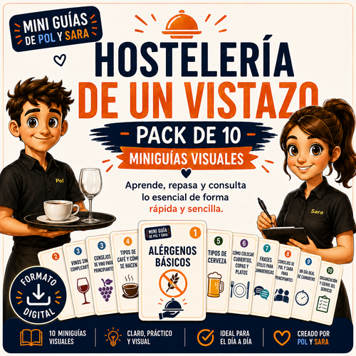 Hostelería de un vistazo: pack de 10 miniguías visuales