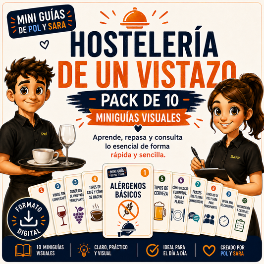 Hostelería de un vistazo: pack de 10 miniguías visuales