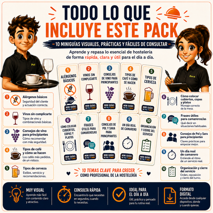 Hostelería de un vistazo: pack de 10 miniguías visuales